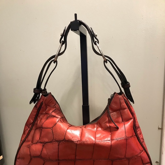 Dooney & Bourke 1975 Croc Embossed Oxblood Red Bag